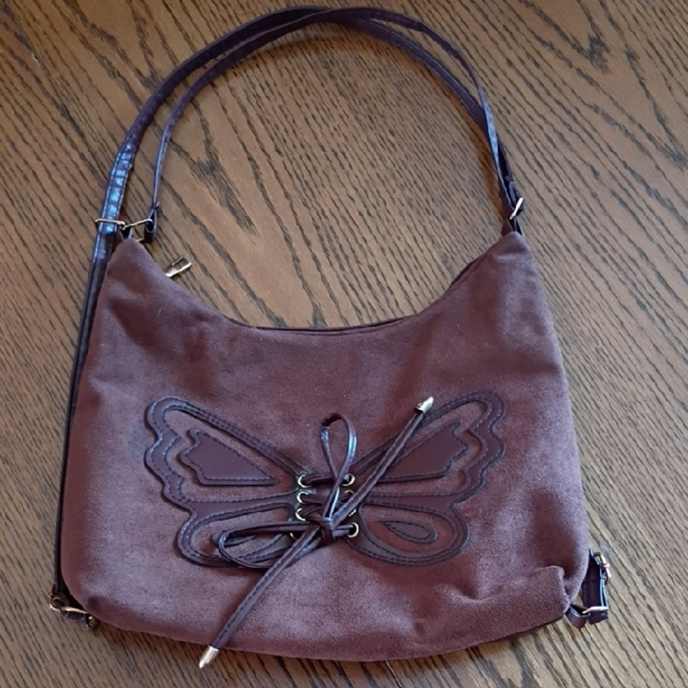 Brown Butterfly Design Women's Shoulder Bag/Backpack